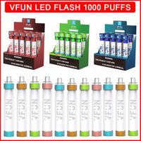 LED Flaş VFUN 1000 Puffs E Sigara Tek Kullanımlık Cihaz Kiti 550 mAh Pil 3 ml Kapasiteli Kartuş Vape Kalem 10 Renkler