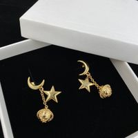2022 New golden star moon long stud earrings advanced sense retro medieval jewelry women big brand personality fashion geometric