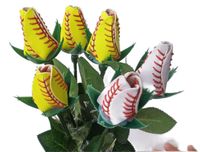 Rosas de couro de softball de beisebol collectable amarelo costura vermelha costura Softball Graduation Presente de flores rosas