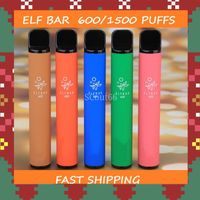Elf Bar 600 / 1500 퍼프 일회용 전자 담배 vape 펜 2 % 2ml 사전 채워진 카트리지 포드 550mAh 배터리 휴대용 기화기 스타터 키트 긱 엘럭스 전설 퍼프 XXL Geekbar