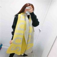 Acne 2021 autumn and winter new printed letter wool bruhed long warm women' carf ha MNNY