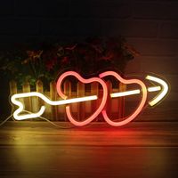 Cupid' s Arrow Red Heart LED Neon Signs Panel White 42*1...