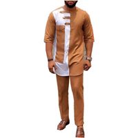 Abbigliamento etnico 2021 Top Set da uomo in stile europeo e americano in cotone African Abiti Abiti da uomo T-shirt con pantaloni indumento
