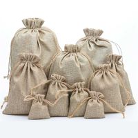 Natural Jute Drawstring Bags Stylish Hessian Burlap Wedding Favor Holder Gift Bag Pouch For Coffee Bean Candy 211026