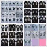 NCAA Vintage 75th Retro Futebol Futebol Jerseys Costurado Black White Silver Jersey