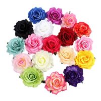 Çapı 11 cm Çiçek Kafası 20 Renkler Polyester Bez Gül Çiçek Kafaları Doğum Günü Sevgililer Düğün Düğün Duvar Arka Plan Dekorasyon Için