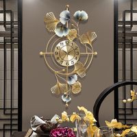 Orologi da parete il ginkgo biloba grande orologio metallo tridimensionale casa soggiorno sfondo decorazione orologio oro orologio oro