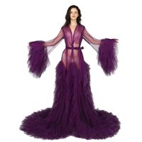 Portez une robe de soirée violette élégante SHOW SHOW COSTUME PO Shoot Baby Shower Ruffle Pographie Robe