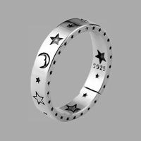 Vintage Maan Ster Open Thaise Zilveren Kleur Ring Glimlachen Gezicht Vinger Ringen voor Mode Vrouwen Sieraden S-R613