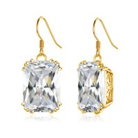 Pendientes de diamante de oro de oro de 14k para las mujeres Pendientes de plata 925 Forma cuadrada Compromiso de boda Piedra preciosa joyería fina 2020