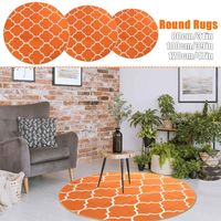 Carpets 80 100 120cm Nordic Modern Large Simple Carpet Orange White Circle Strip Bedroom Round Geometric Rug Chair Mat