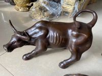 Artes y oficios Big Wall Street Bronce Feroz Bull Ox Estatua / 13 cm * / 5.12 pulgadas