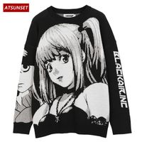 Sweaters de Hommes Atsunset Anime fille tricoté Death Remarque Pull Pull 2021 Hip Hop Streetwear Style Vintage Harajuku Tricot