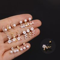 Nuove perle cz orecchini cartilagine per le donne fiori Helix Tragus Rook Conch Body Piercing Gioielli regalo