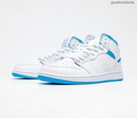 Casual Jogging Shoes Branco Corredor Azul Treinadores Homens Mens Simples e Elegante Clássico Look Mid 1s Sports Sneakers 36-45