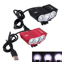 Waterproof 3XT6 LED Bicycle Light Front Bike Head Night Cycling Lamp 5V USB Headlamp Only No Battery 220215