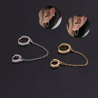 Vendita calda Orecchini piercing a due buche per le donne moda punk crystal zircone piccola catena di cerchio orecchino orecchino gioielli piercing