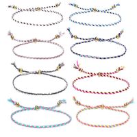 Coloré mode de mode bateau chaîne à la main bracelets de coton bracelet de corde à vagues réglable avec perles de cuivre multiples couleurs mixtes en gros