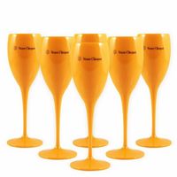 6pcs orange plastic Champagne Flutes Acrylic Party Wine Glas...