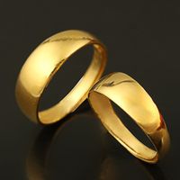 Casal liso homens e pares de mulheres latão banhado a ouro anel aberto ouro imitação ouro espessado