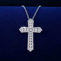 Pingente colares de luxo na moda prata banhado a cruz para mulheres e homens brilham branco cz pedra cheia de moda pavimentada jóias presente