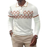 Геометрия алмазная полоса Pattern Prolo рубашка 3D по всему напечатанной кнопке Полные рукава уличная одежда Спортивные гольф Повседневная мужская одежда