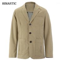 Men's Suits & Blazers Brand Blazer Men Casual Cotton Denim Parka Slim Fit Jackets Army Green Khaki Large Size M - XXXL 4XL Coat1