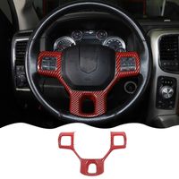 Dodge Ram 1500 için ABS Araba Direksiyon Trim Panel Dcoration 10-17 İç Aksesuarlar Kırmızı Karbon Fiber