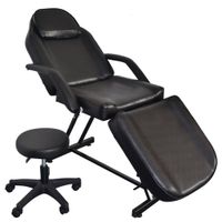 Waco Facial Table, Massage Bed Chair Set, Schoonheidssalon Meubels, Heavy-Duty verstelbaar met ontlasting ondersteuning 330 lbs, (zwart)