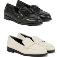 22S Spring Women Luxury Shoes Shoters Flafers Flats Soft أصلي جلود مزدوجة Matelasse Leather ، مصممين مزدوج Lady's Lady Flat Black White Size 35-40