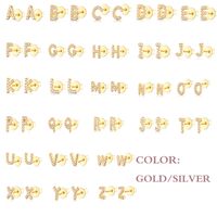 925 Placa de oro de plata esterlina A-Z letra Kralen Alfabeto Pendientes Pendientes de perno para mujer Hipoalergénico Pendientes Brincos
