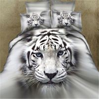 Yatak Takımları 4 ADET 3D Hayvan Kaplan Kafa Baskı Yorgan Kapak Yastık Kılıfı Tam Boyut için