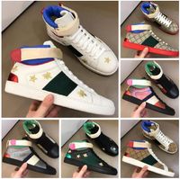 Designer Hommes Femmes Chaussures Blancs Bee Snake Tiger Haute Gang Casual Chaussures Chaussures Véritable Cuir Sneakers Backers Backers Classic Baskets Python avec Boîte