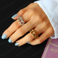 Nowy Modny Sterling Silver Metal Geometyczny Złoty Otwarcie Regulowane Twisted Palce Pierścienie Dla Kobiet Dziewczyny Biżuteria