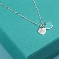 Ketten S925 Sterling Silber Halskette Mode Hohe Qualität Blau Doppel Herz Emaille Damen Exquisite Schmuck Geschenke