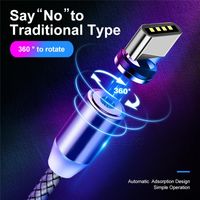 2021 3 en 1 Câbles magnétiques Chargeur Ligne de chargeur 2A Nylon Cordon de charge rapide Type C Micro Câble USB pour Samsung Note20 S20