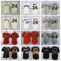 1989 Retro Baseball 24 Willie Mais Jersey Vintage Schwarz Orange Weiß Grau Beige Pullover Cooperstown Stickerei und Nähen Hohe Qualität