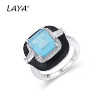 Laya creó un esmalte de color de coral de cristal de cristal con anillo de piedras laterales para las mujeres 925 Personalidad de la moda de plata esterlina de alta calidad del partido de zircon de alta calidad Regalo de joyería de lujo