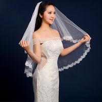Bridal Veils In Stock 1.5m Beautiful Lace Graceful Flower Edge Mantilla Wedding Part Dress Bride Veil