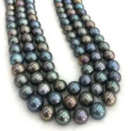 10-11mm Natural Black Freshwater Pearl Round Loose Beads Strand 15&#039;&#039; AAA