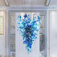 Crystal Chandeliers Modern LED Lustres Lampes Bleu Couleur pour Hall Hôtel Plafonnier Pendentif Lumière