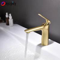Banyo lavabo musluklar altın bakır yüz havzası ile fırçalanmış altın musluk