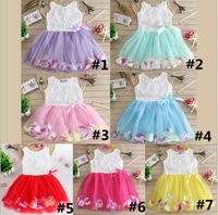 Baby Girls Dress Summer Floral Flower Sleeveless dresses Girls Mesh Tulle TUTU Beach Skirt Kids Princess Wedding Dress 7 Color