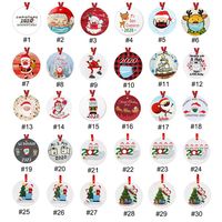 30style Ceramic Christmas Ornaments 3 Inch Round Tree Pendant Santa Wearing a Mask Decorations a25