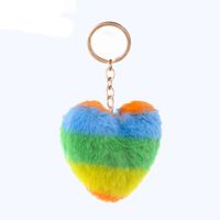 10 CM POM POMS Anahtarlıklar Kabarık Kalp Şekli Ponpomlar Anahtarlık Sevgililer Günü Hediyesi için Keylük Faux Tavşan Kürk Ponponlar