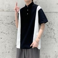 Erkek Polos M-5XL Erkekler Gömlek Kısa Kollu Renk Blok Giyim Yaz Streetwear Rahat Moda Top XXXXXL