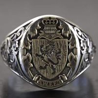 Cluster Rings Crown Lion Shield Emblem Retro Men&#039;s Ring