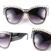 Gafas de sol Mujeres Rhinestone gato ojos gafas de sol tonos vintage para los oculos caídas