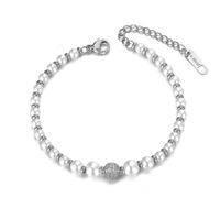 Bracelets de charme en acier inoxydable branché perle simulée pour femme Bohême CZ Crystal Chain Link Bracelet Bijoux B19079