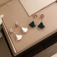 925 Sterling Silver Gold-plated Malachite Fan-shaped Earrings Ladies Holiday Party Gifts Fashion Brand Jewelry 220115